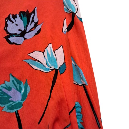 Neu mit Etikett Diane von Furstenberg DVF Damenkleid Large rot Blumen Flatterärmel - Bild 12 von 13