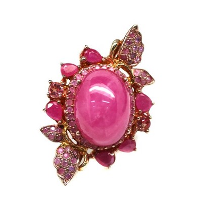 925 Sterling Silver 12 x 17 mm. Pink Ruby Pink Sapphire Ring Size 6