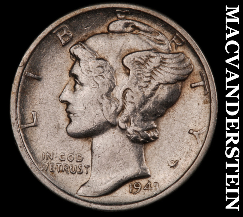 1941-D Silver Mercury Dime - Scarce  Extra Fine  Better Date  No Reserve  #M560