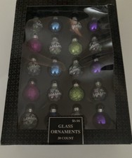 New In Box Glass Ornaments 20 Count Multicolor Mini