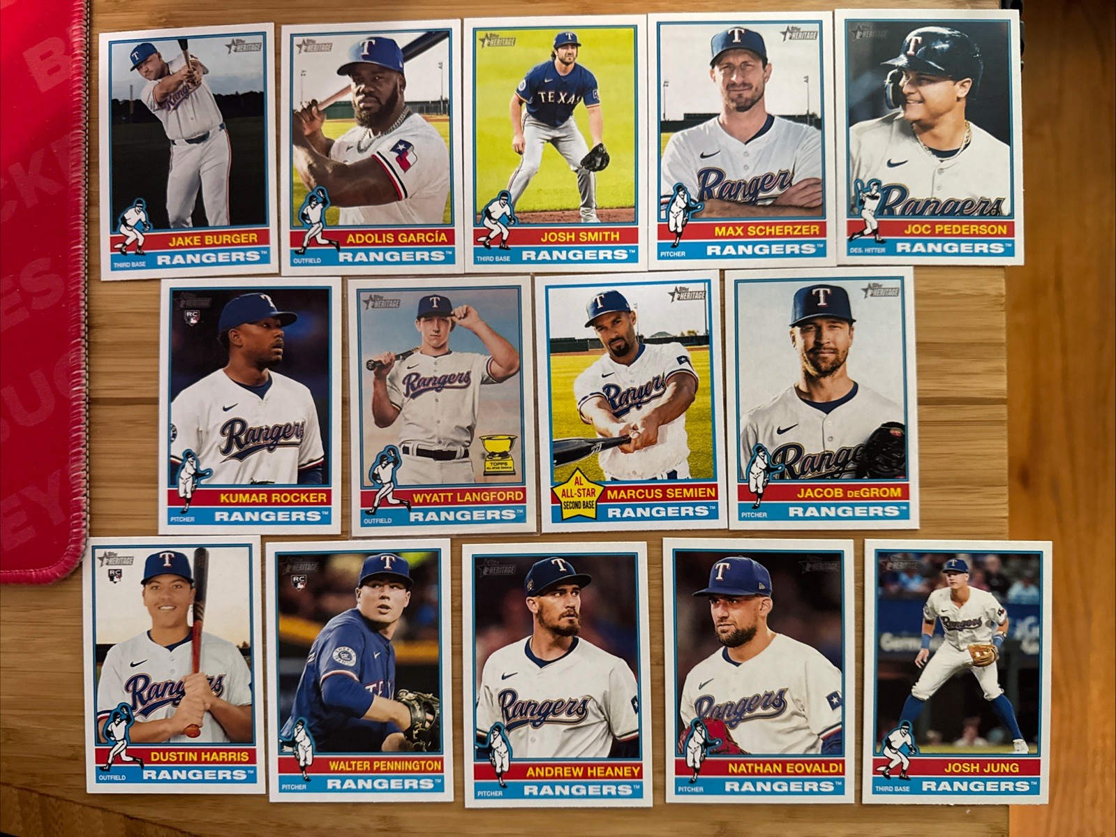 Texas Rangers 2025 Topps Heritage (14) Card Team Lot inc Wyatt Langford