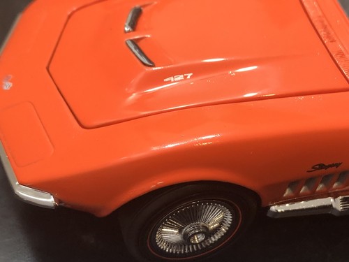Franklin Mint 1969 Chevrolet Corvette Stingray Orange Diecast Car w/ T Tops 1:24 - Picture 9 of 20