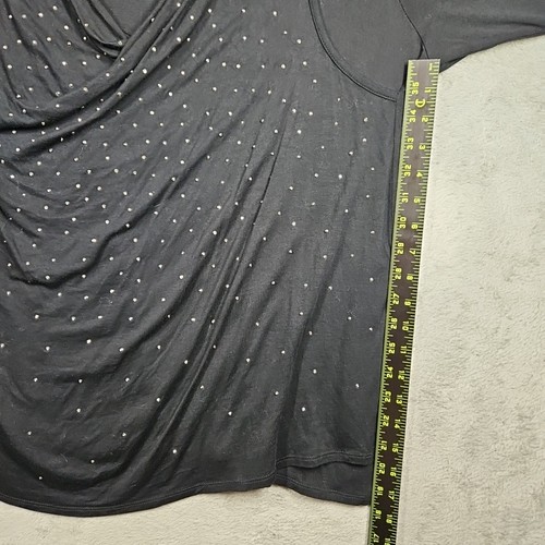 Design History Dazzling Black Draped Sparkly Front 3/4 Slv Flowy Tunic Sz 3X - Picture 6 of 14