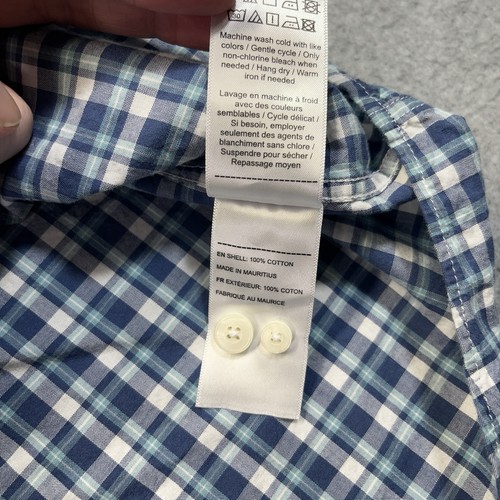 Camisa con botones UNTUCKit para hombre grande calce ajustado azul a cuadros manga corta bolsillo - Imagen 11 de 19