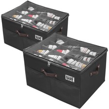 Shoe Storage Organizer for Closet Fits 32 Pairs, 2 Pack Shoe Boxes with Trans...