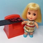 Vintage Mattel Liddle Kiddles SIZZLY FRIDDLE Chef Doll w/Outfit, Shoes, & Grill