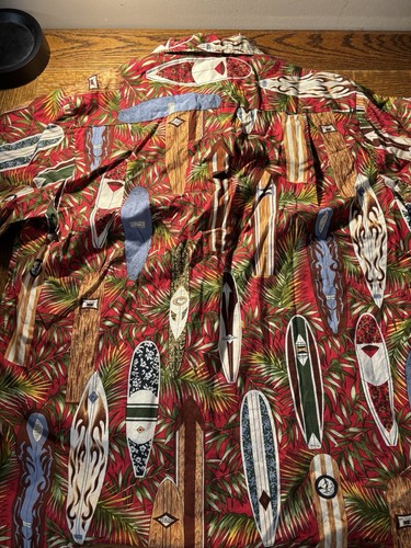 VTG RJC Hawaiian Shirt L Surfboards Aloha Beach Print Made in Hawaii Cotton - Picture 8 of 9