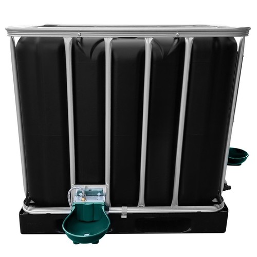 1000l IBC Wassertank in SCHWARZ mit Doppel-Tränkebecken auf Stahlpalette NEU - Bild 3 von 3