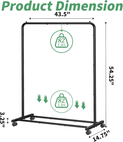 Estante ropa estandar con estantes organizador ruedas para colgar prendas negro - Picture 7 of 12