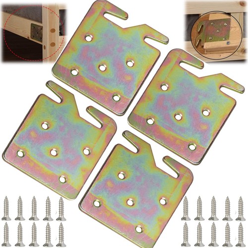 4PCS Heavy Duty Wood Bed Rail Hook Plates for Headboard and Footboard, Bed Ra...
