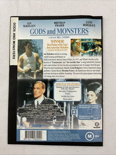 Gods and Monsters DVD Brendan Fraser, Ian McKellen Region 4 - Picture 2 of 4