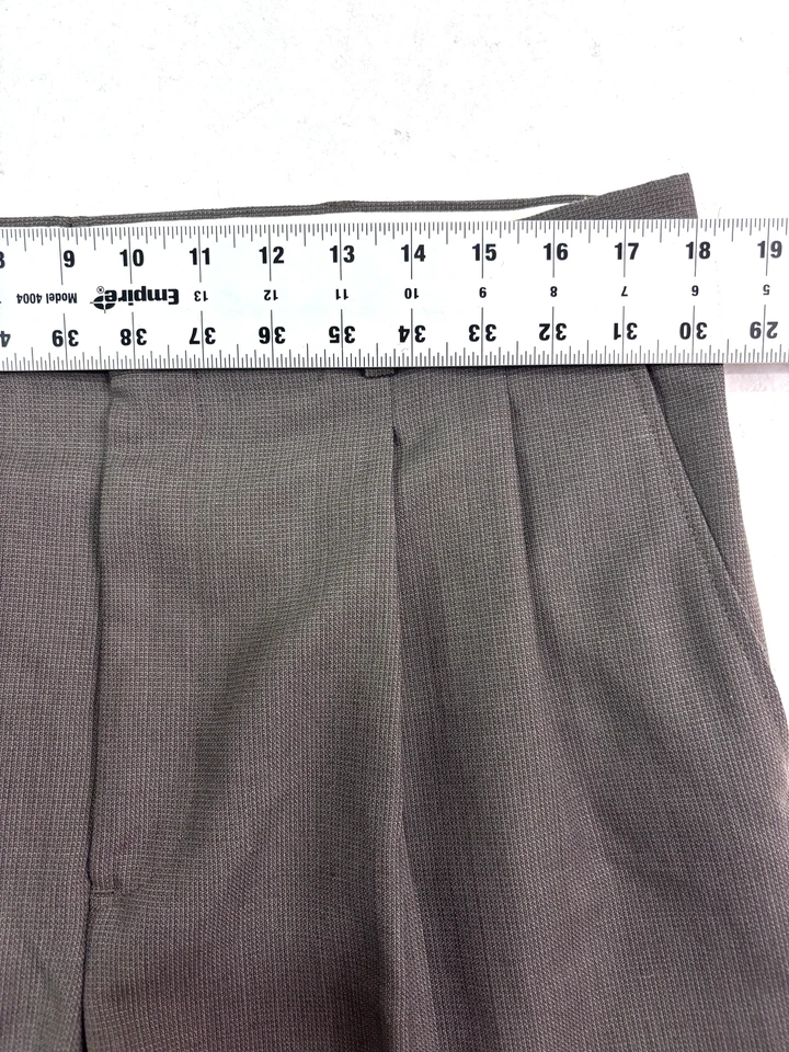 NUEVO deadstock Vintage Años 90 Towncraft 36x32 Pantalón de Vestido Verde Oliva Lana Plisado Foto 2 de 4