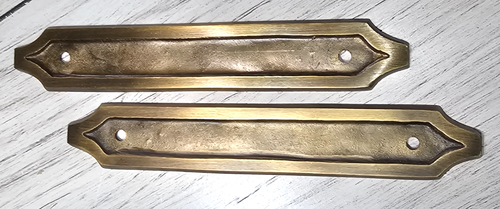 Set of 10 - Brushed Brass 6.5" Cabinet Drawer Door Handle Pull Backplates 2 Hole - Picture 6 of 10