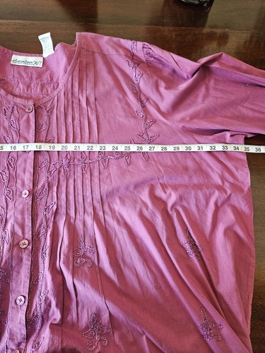Denim 24/7 Tunika Bluse Damen 5X Dusty Plum Lila Bestickt Boho Top Plus - Bild 13 von 15