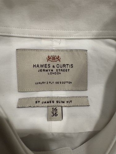 Hawes & Curtis Shirt Mens 16 36 White St James Slim Fit French Cuff Cotton Dress - Picture 2 of 15