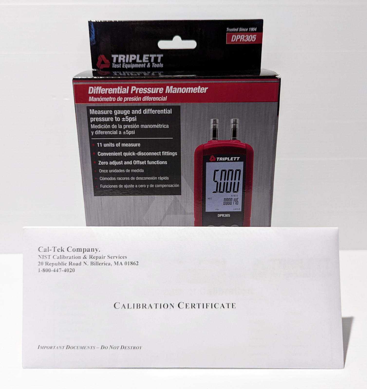 Triplett DPR350-NIST Differential Pressure Manometer 5 PSI NIST Certified