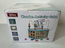 Qilay Wooden Activity Cube For Toddler 5 in 1 Multipurpose ABC-123 Abacus Age 3 