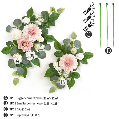 (Pack de 2) Decoraciones de Flores Artificiales, Guirnalda de Telón de Fondo de Arco Artificial... - Imagen 2 de 7