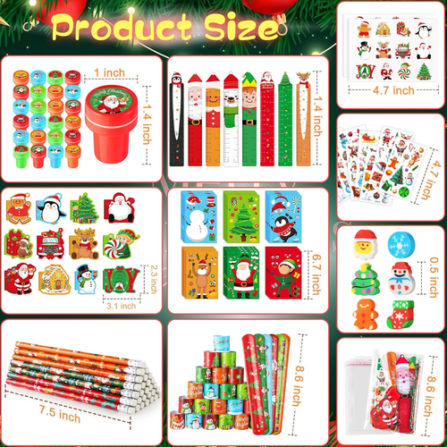 Christmas School Stationery Set Party Favors Xmas Classroom Gift Prizes Bulk for - Picture 2 of 12