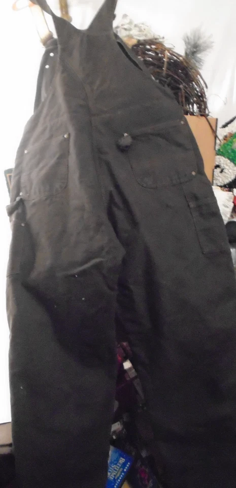 Carhartt Men’s Quilt lined Bibs Overalls Size 40 X 32 Dark Brown Double Knees - Image 3 of 4