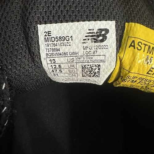 New Balance 589 Mens Work Steel Toe Shoes MID589G1 Black Safety Shoes Size 13 🆕 - Picture 5 of 6