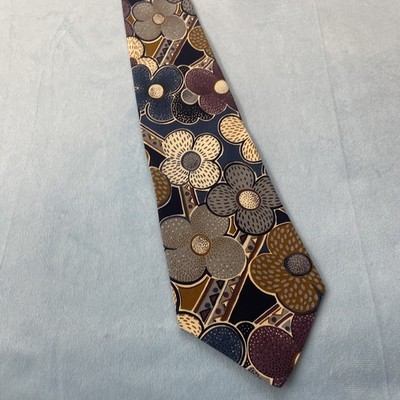 Brandini Tie Italian Silk MCM Mod Floral Impressionism Art Wedding Statement Tie