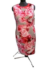 Calvin KLEIN Sheath Dress NWT Pink FLORAL Rose Sleeveless 16W MSRP $79.95 ZIPPER