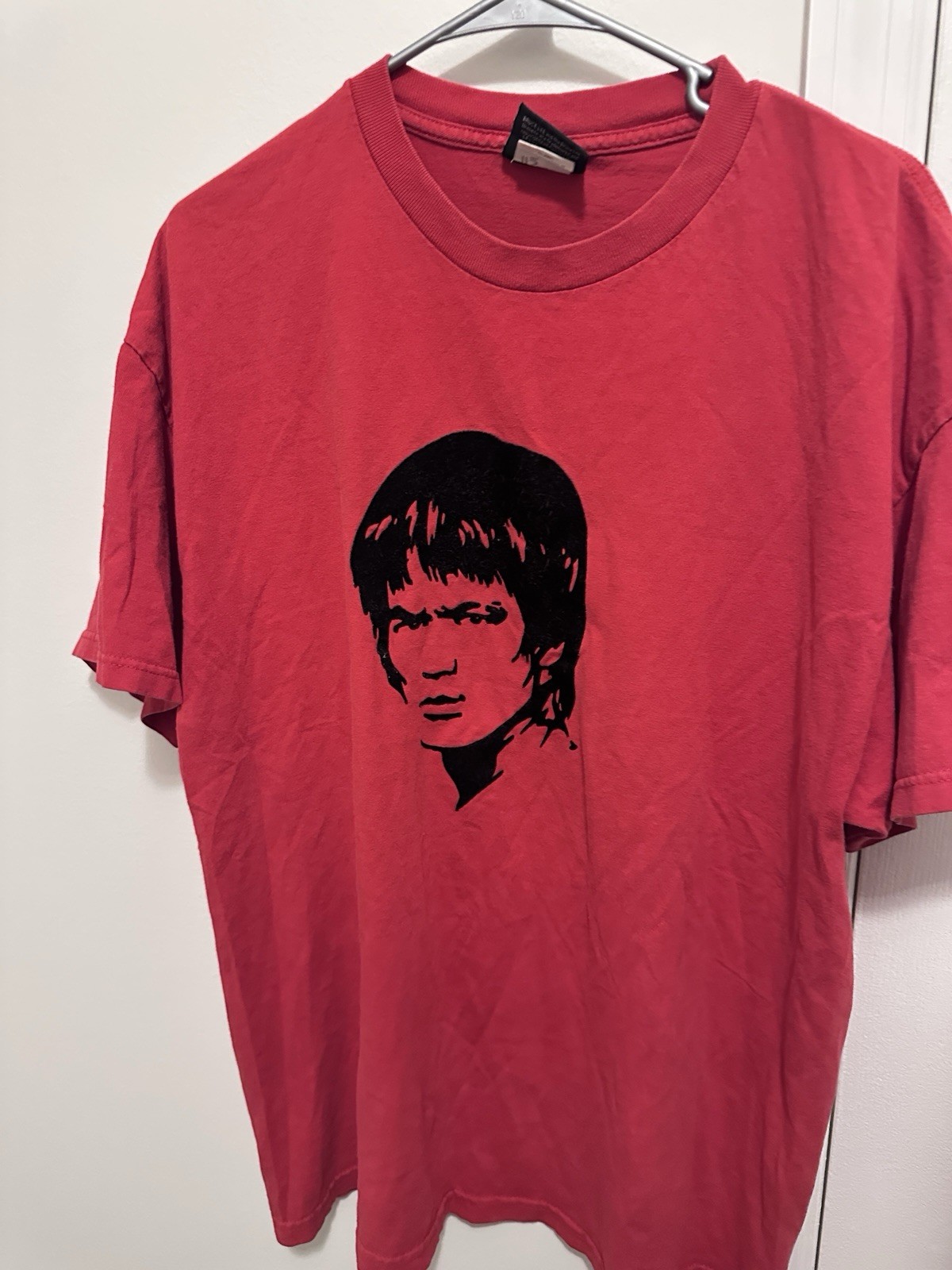 Vintage Bruce Lee Graphic Print Red Black T-Shirt Men's XL Short Sleeve