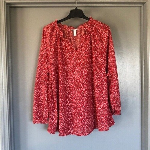 Long Sleeve Ruffle Maternity Top - Isabel Maternity by Ingrid & lsabel Red XL
