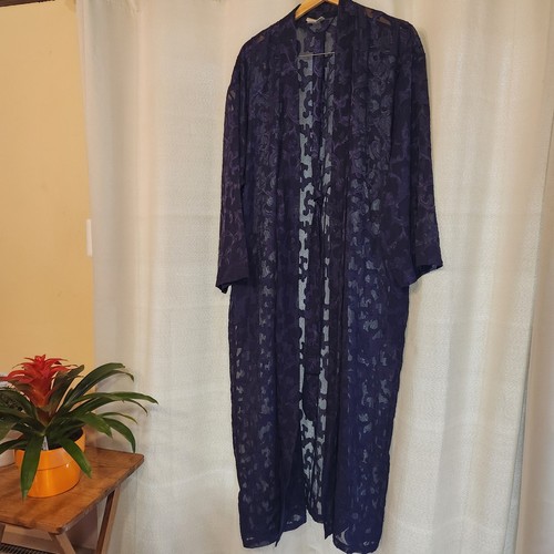 Victoria's Secret Long Purple Vintage Mesh Sheer Robe Dress Gold Label - Picture 2 of 7