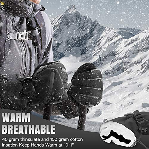 Ski Snowboard Gloves, Waterproof L(Fit Womens and Boys overs 15 years) Black - Picture 5 of 7