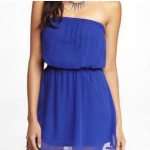 Express Chiffon Kleid trägerlos Röhre blau Sommer leicht ärmellos bunt - Bild 1 von 9