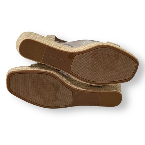 NEU Lucky Brand Millinda Espadrille Keilsandalen 12M metallic hellbraun beige - Bild 5 von 7