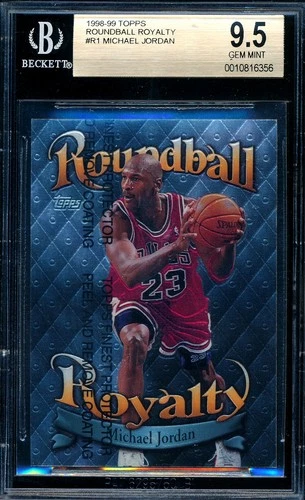 MICHAEL JORDAN 1998-99 TOPPS ROUNDBALL ROYALTY BGS 9.5 INSERT CARD #R1 W/ PEEL!