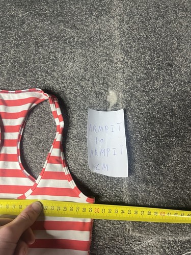 Lululemon Tank Top Womens Size 2 Red White Run Cool Racerback Stripes - Picture 8 of 9
