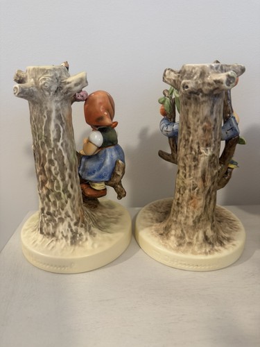 1988 Hummel - Goebel Signed  #677 #676 Girl Boy Apple Tree Candle Holder Pair - Picture 2 of 3