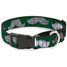 Plastic Martingale Collar Mustaches Green/Sketch Medium 11-17"