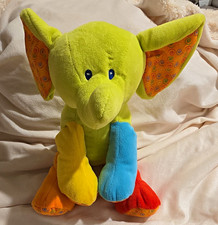 First Impressions Elephant Plush Stuffed Animal Green Orange Yellow Blue Red
