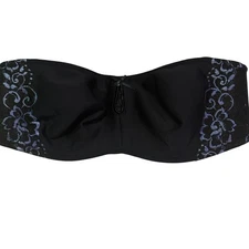 Curvation Black Floral Lace Strapless Bra 38DD Women's