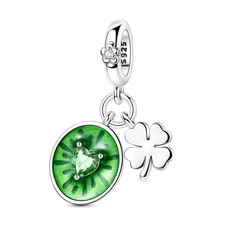 MULA European 925 Sterling Silver Charm Kiwi Clover Pendant For Women Bracelet