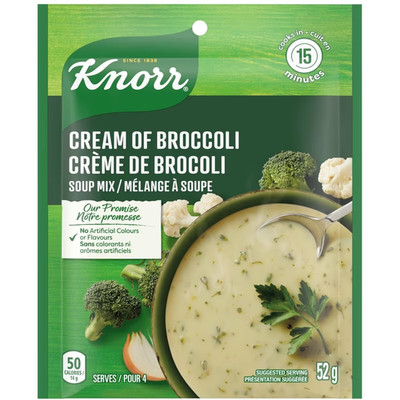 Knorr 4 PACK (52g x4) CREAM OF BROCOLLI Soup Quick Food/Pantry, FROM CANADA!