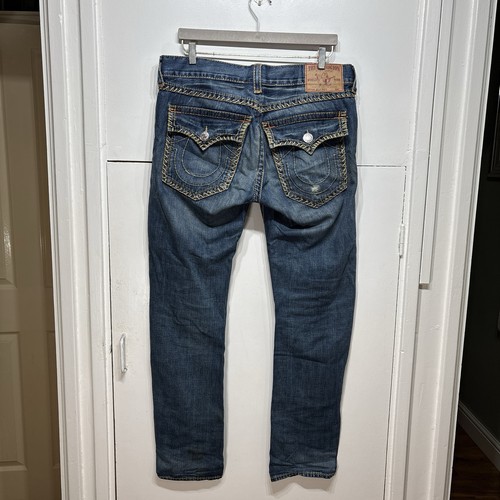 True Religion Jeans Billy Big T blau Kontrastnaht Straight Zip Fly Gr. 36 - Bild 3 von 20