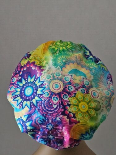 Bouffant Scrub Hat- Bright Floral Medallion