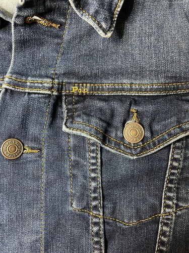 Ralph Lauren Polo Jean Jacket USA Size 14 Youth Large 12/14 Blue Denim - Picture 6 of 8
