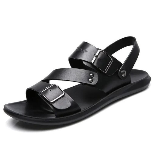 Men Leather Sandals Summer Slippers Casual Beach Shoes Sports Soft Home - Picture 4 of 14