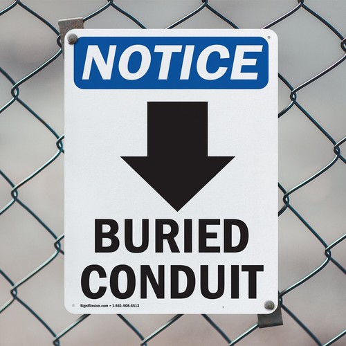 (2 Stück) Vergrabenes Rohr [Pfeil nach unten] OSHA Hinweis Schild Aufkleber Metall Kunststoff - Bild 5 von 22