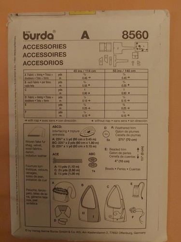 Burda 8560 Women's Purse & Accessories Pattern - Picture 2 of 2