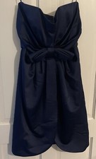 VINTAGE Victor Costa womens strapless dress UK10 mini Navy Blue Bow 1742-1