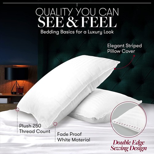 Beckham Hotel Collection Bed Pillows Queen Size Set of 2 - Super Plush Gel-Fiber