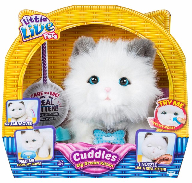 Little Live Pets Cuddles My Dream Kitten Plush Toy White Cat Kitty